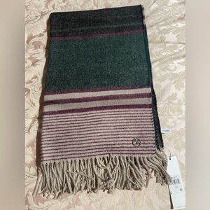 Calvin Klein Striped Burgundy & Charcoal Women’s Blanket Scarf